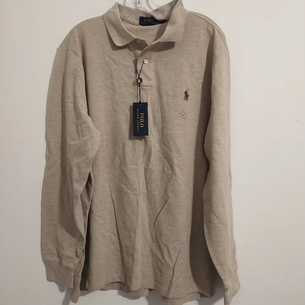 NWT Polo Ralph Lauren Custom Slim Fit Long Sleeve Polo Shirt Top XL